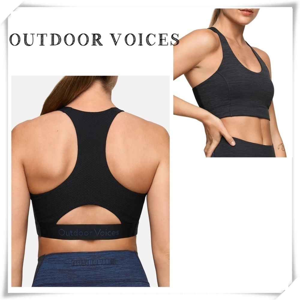 OUTDOOR Voices Doing Things Sports Bra Spell Out Logo Sport Bra in Night Size S